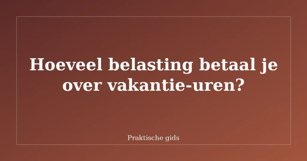 Hoeveel belasting betaal je over vakantie-uren?